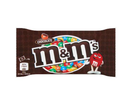 M&M CHOCOLADE SINGLE 45 gram 24 stuks